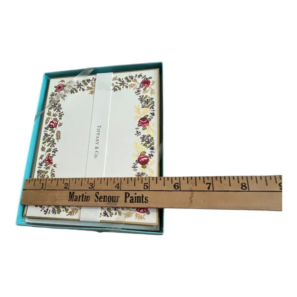 Tiffany & Co Blank Notecard Greeting card floral‎ border 12 cards & envelopes